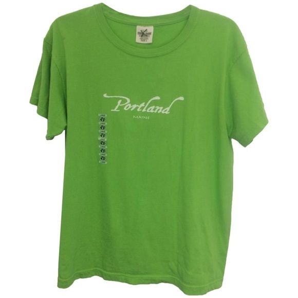 NWT Size Large Green Portland Maine Tee Shirt - Picture 1 of 3